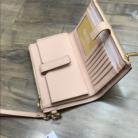 MICHAEL KORS LG DOUBLE ZIP WRISTLET BALLET POWDER BLUSH NWT - Picture 10 of 15